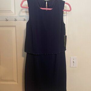 Laundry By Shelli Segal Ink Blok Blue Bedazzled Hem Formal Mini Dress Size 2